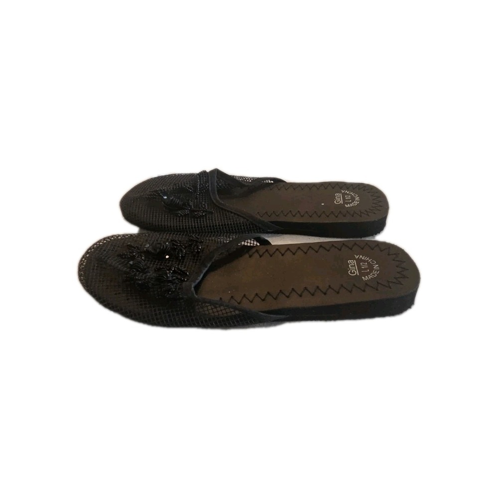 Gina Youth Girl's Slip On Comfort Dress  Ballet Flats Black Size 1-2 New